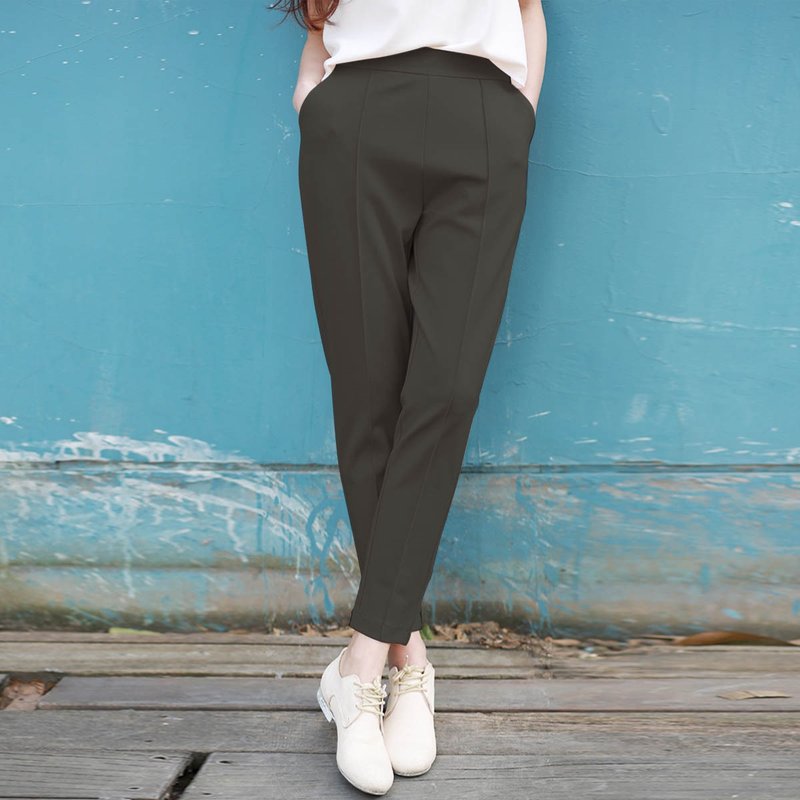 Annie Chen Roman waist pants feet - Women's Pants - Other Materials Black