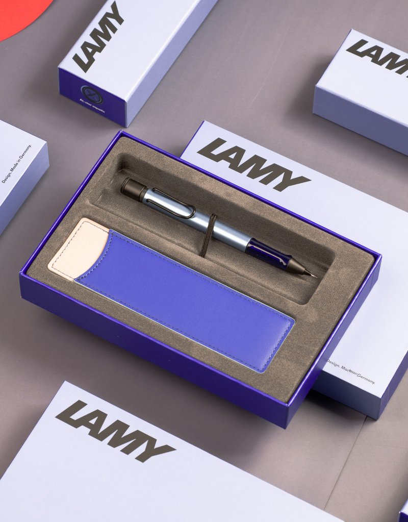 [Ray Engraved Words] LAMY Automatic Pencil Limited Single Pen Set Gift Box/AL Star - Frost Blue - ดินสอ - อลูมิเนียมอัลลอยด์ สีน้ำเงิน