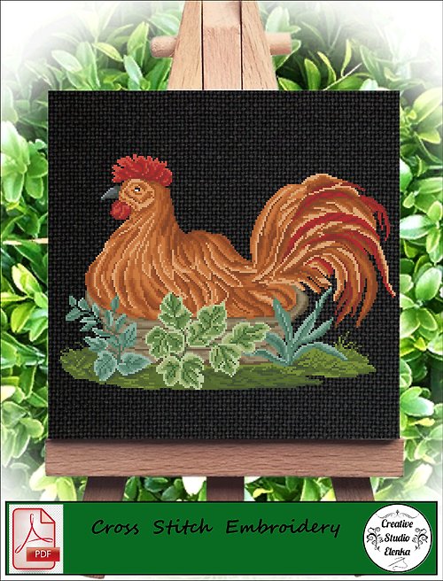 CreativeStudioElenka Vintage Cross Stitch Scheme Chicken - PDF Embroidery Scheme