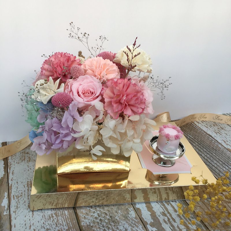 Eternal life diffused flowers, simulation swan cake combination flower gift, gra - ช่อดอกไม้แห้ง - พืช/ดอกไม้ 