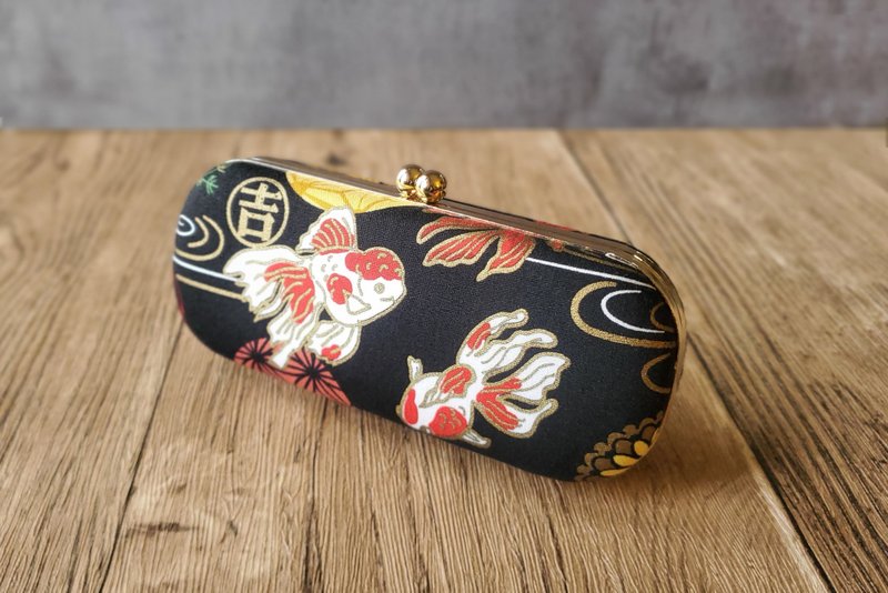 Gold Foil Goldfish Glasses Case, Pen Case, Clasp Case, Hard Shell Eyewear Case - Eyeglass Cases & Cleaning Cloths - Cotton & Hemp 