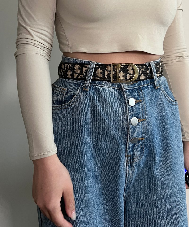 Dior Oblique Jacquard belt CD中古藍色提花皮帶腰帶 美品 - 腰帶/皮帶 - 其他材質 藍色