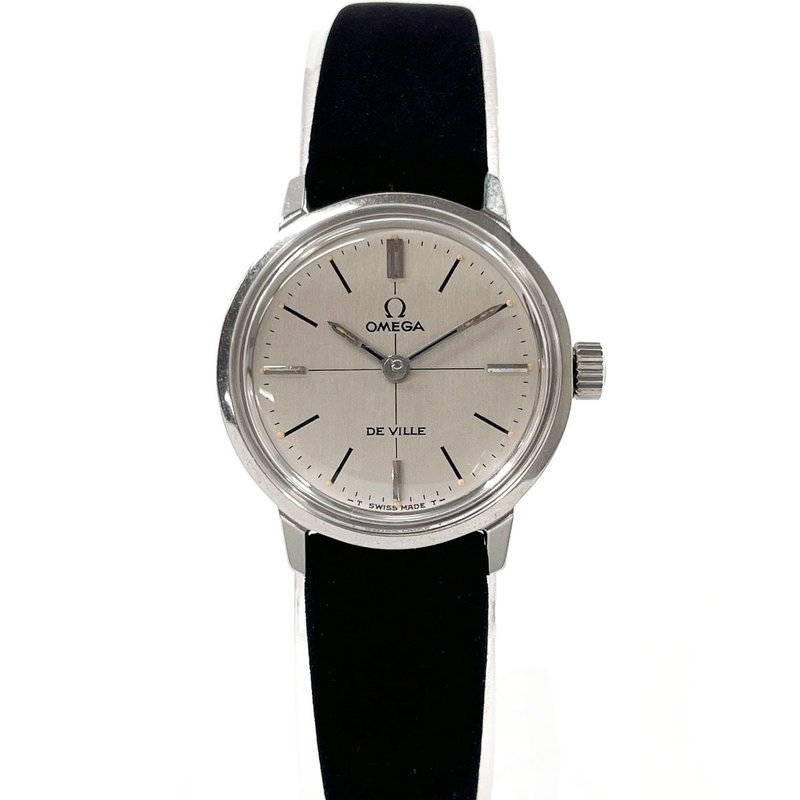 【日本直送 中古美品】オメガ OMEGA 腕時計 デビル ヴィンテージ ステンレススチール/スウェード シルバー/ブラック 手巻き - 女錶 - 不鏽鋼 銀色