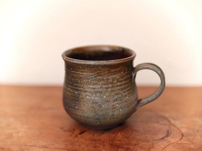 Bizen coffee cup (middle) Rocho eye c 6 - 046 - แก้วมัค/แก้วกาแฟ - ดินเผา สีนำ้ตาล