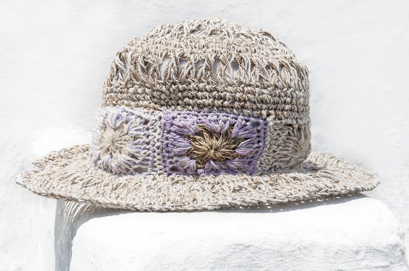 Hand-woven cotton and linen hats, knitted hats, fisherman hats, sun hats, straw hats, hiking hats-lavender forest - หมวก - ผ้าฝ้าย/ผ้าลินิน หลากหลายสี