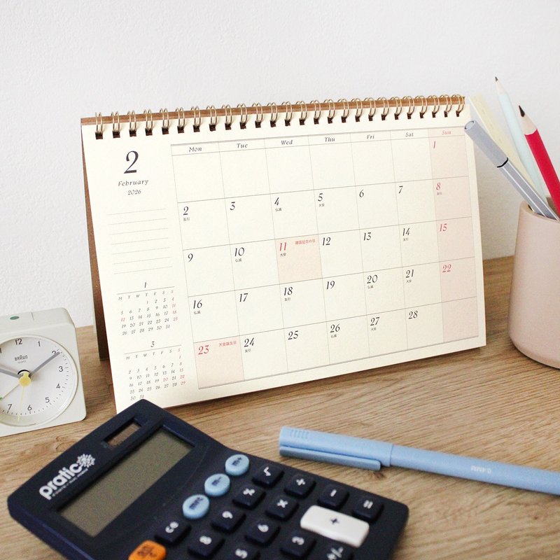 MATOKA カレンダー 2026年版 卓上 リングタイプ Littera - 日曆/月曆/年曆 - 紙 