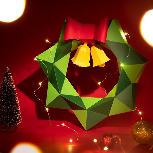 盒紙動物 BOX ANIMAL - 台灣原創紙模設計開發 3D紙模型-DIY動手做-節日系列-花圈叮叮噹-聖誕節 聖誕花圈