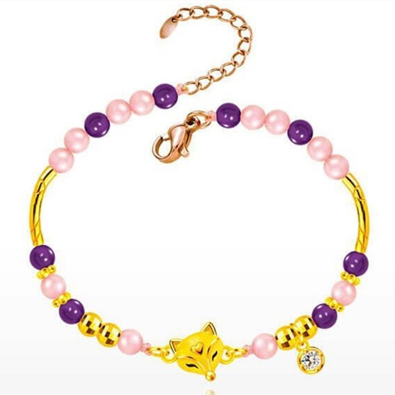 [Yama Gold Jewelry] True Love Code-Fox Fairy-Lucky and Popular Gemstone Hard Gold Bracelet - สร้อยข้อมือ - ทอง 24 เค 