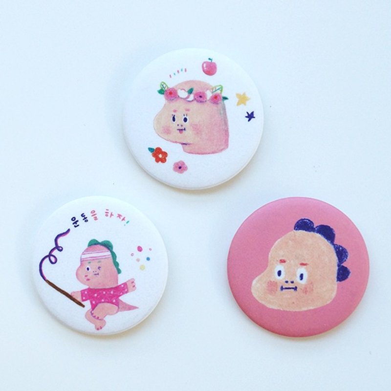 Coco dino Pin button set - 徽章/別針 - 其他金屬 粉紅色