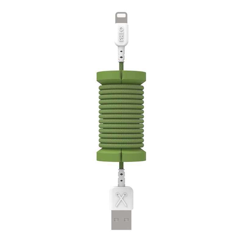 Italian PHILO Lightning - USB transmission line colorful braided 100cm Army Green 8055002391009 - ที่ชาร์จ - พลาสติก สีเขียว