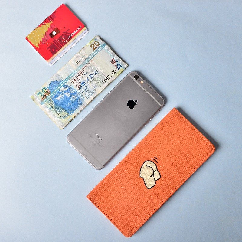 kiitosライフ面白いシリーズのキャンバスは、長財布を折る - オレンジ段落の##のおなら急速に到着なめます - 財布 - コットン・麻 多色