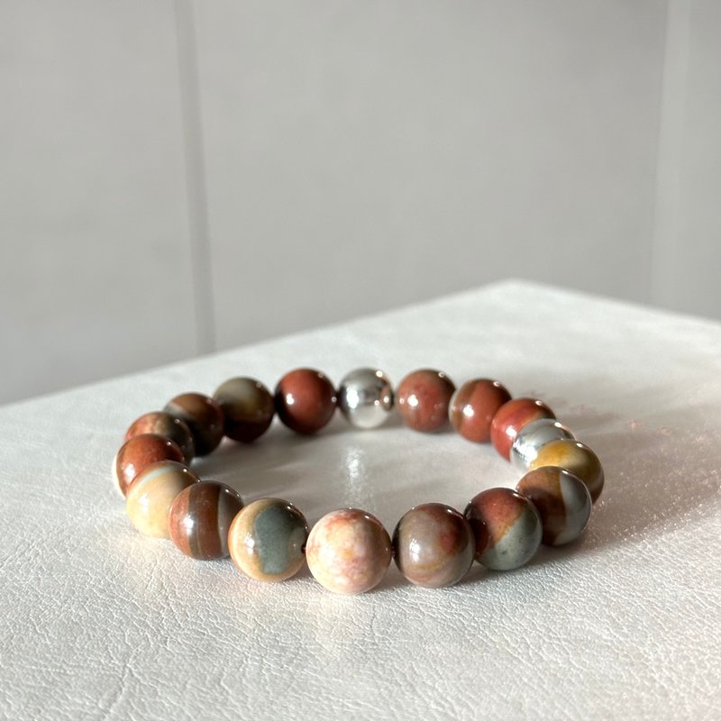 [Ethnic style | Gobi Agate] Alxa color Silver bracelet ensures safety and confidence to untie the knot - สร้อยข้อมือ - เครื่องประดับพลอย หลากหลายสี