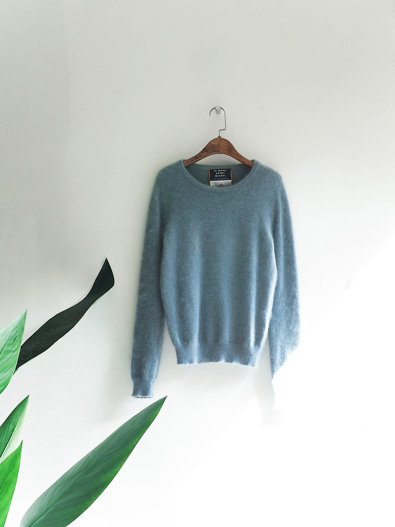 River Water Mountain - Nara blue winter love romance antique fluff wool coat vintage sweater vintage angora rabbit hair - Women's Sweaters - Wool Blue