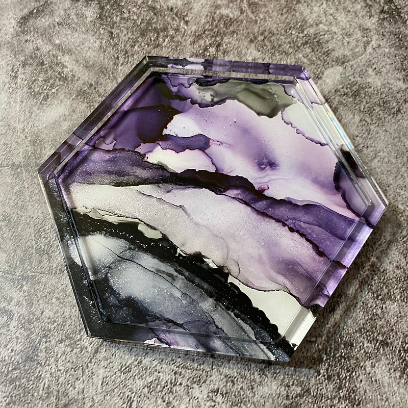 Low-key purple, black and gray alcohol ink coasters - Coasters - Resin Purple