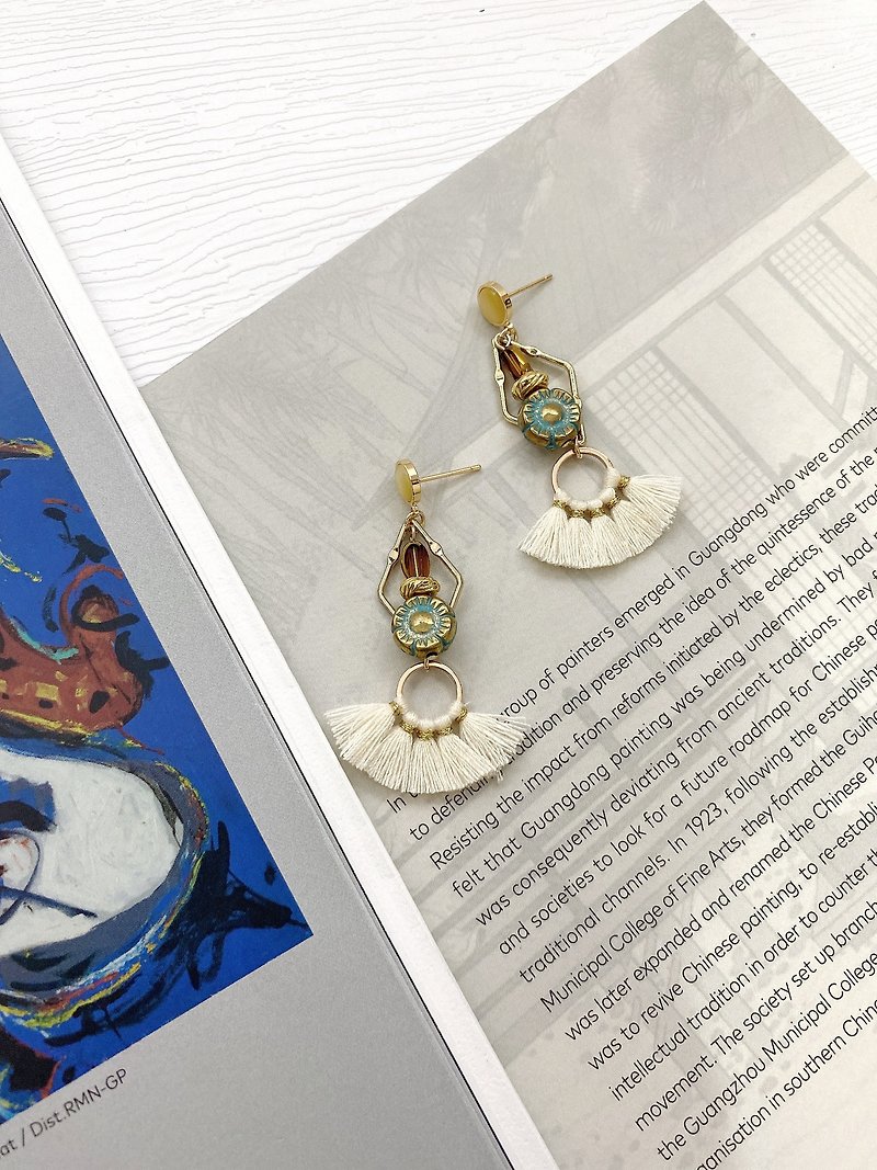 vintage tassel handmade earrings - Earrings & Clip-ons - Other Materials 