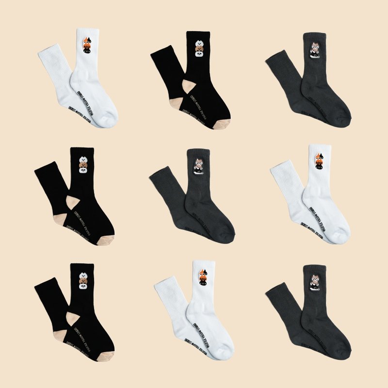 【500元聖誕禮物】刺繡襪優惠套組: 刺繡襪2入+聖誕卡片 - 帽子 - 棉．麻 多色