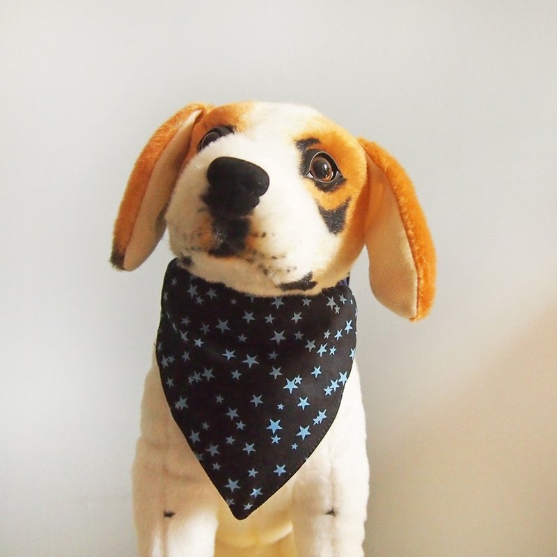 Star dog decoration scarf - ปลอกคอ - ผ้าฝ้าย/ผ้าลินิน สีน้ำเงิน