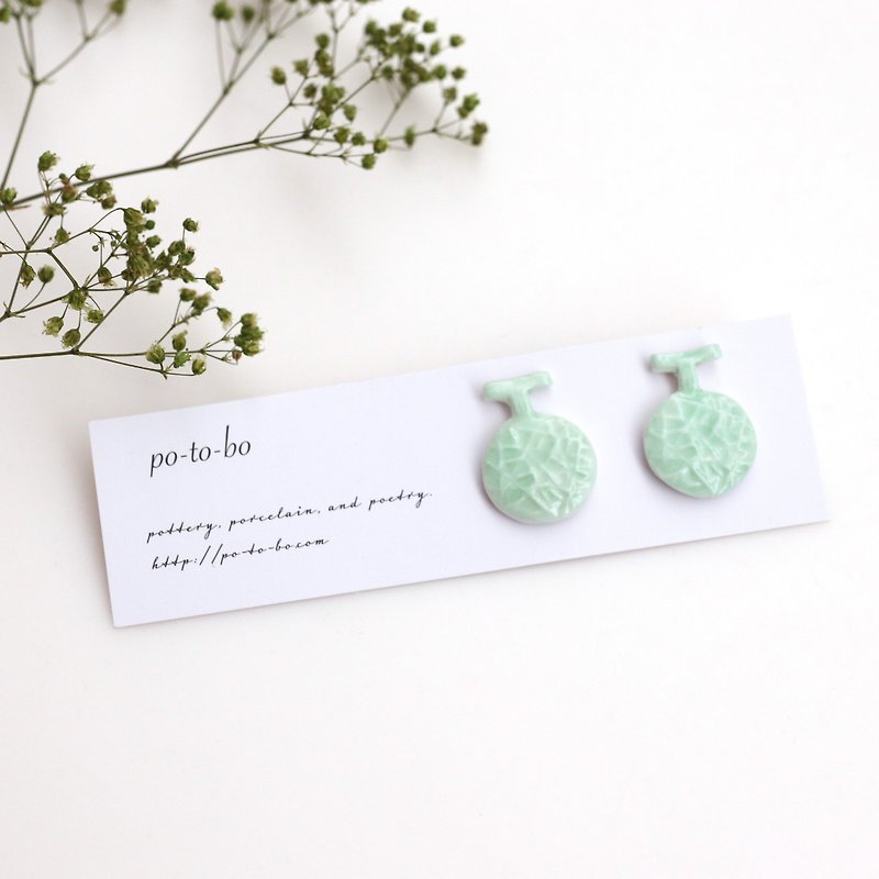 Melon earrings - 耳環/耳夾 - 瓷 綠色