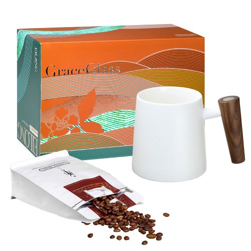 宜龍茶器 咖啡禮盒A-人文馬克杯 / 半磅咖啡豆