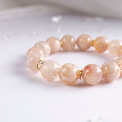 MOSINA ACCESSORIES 櫻花瑪瑙 - 願你的夢 如花綻放 - 925純銀水晶手環