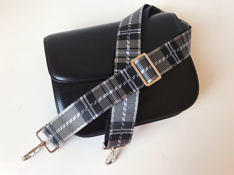 Handmade strap cotton woven strap backpack back strap strap - กระเป๋าแมสเซนเจอร์ - เส้นใยสังเคราะห์ สีเทา