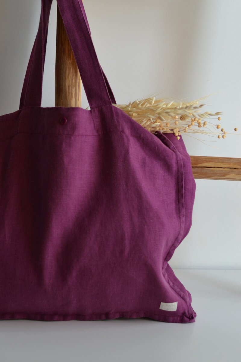 Linen market tote bag, reusable grocery bag, weekender & travel bag, sustainable - 手提包/手提袋 - 亞麻 