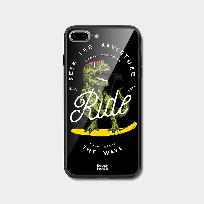 Surfing Dinosaur | Tempered glass case | Soft case | Mobile phone case - Phone Cases - Plastic 