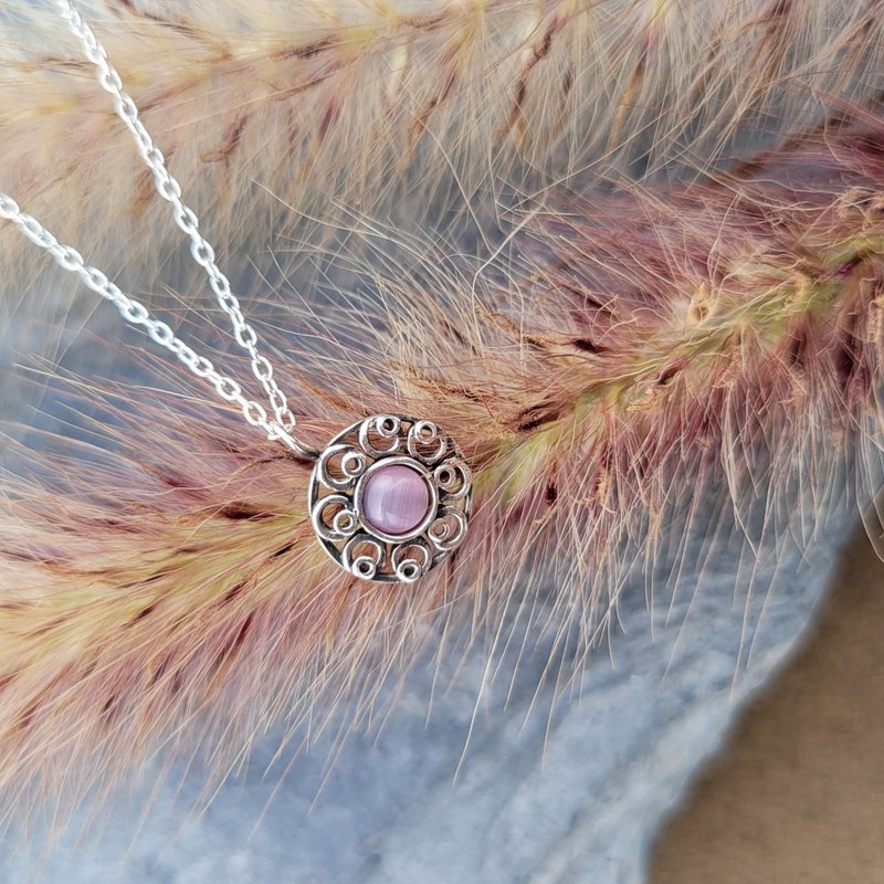 [Spring outing wear reward] 925 sterling silver necklace | round wreath - Necklaces - Sterling Silver Silver