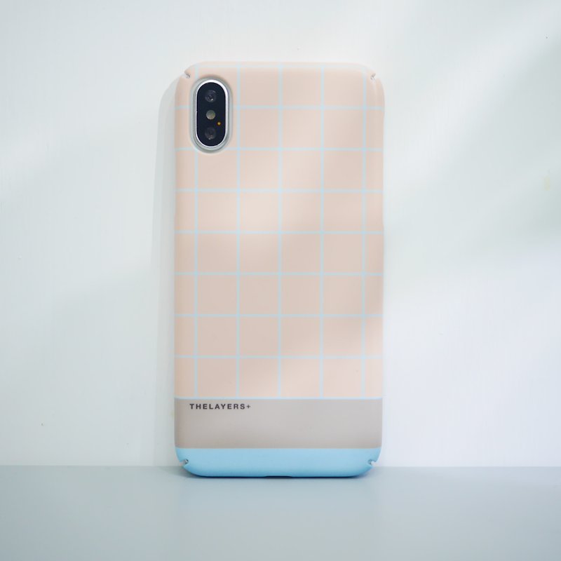 カスタマイズされた幾何学的なシンプルなピンクの格子縞のカラーマッチング電話ケースは、オリジナルの携帯電話ケースのハードシェルを刻印することができます - スマホケース - プラスチック ピンク