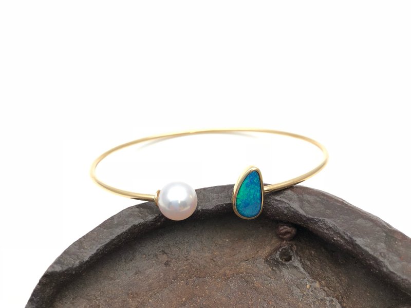 18k gold opal sea pearl bracelet bracelet - Bracelets - Precious Metals 