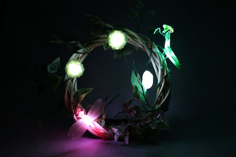 箱庭 リース LEDライト 蟷螂と蜻蛉 - 燈具/燈飾 - 其他材質 綠色