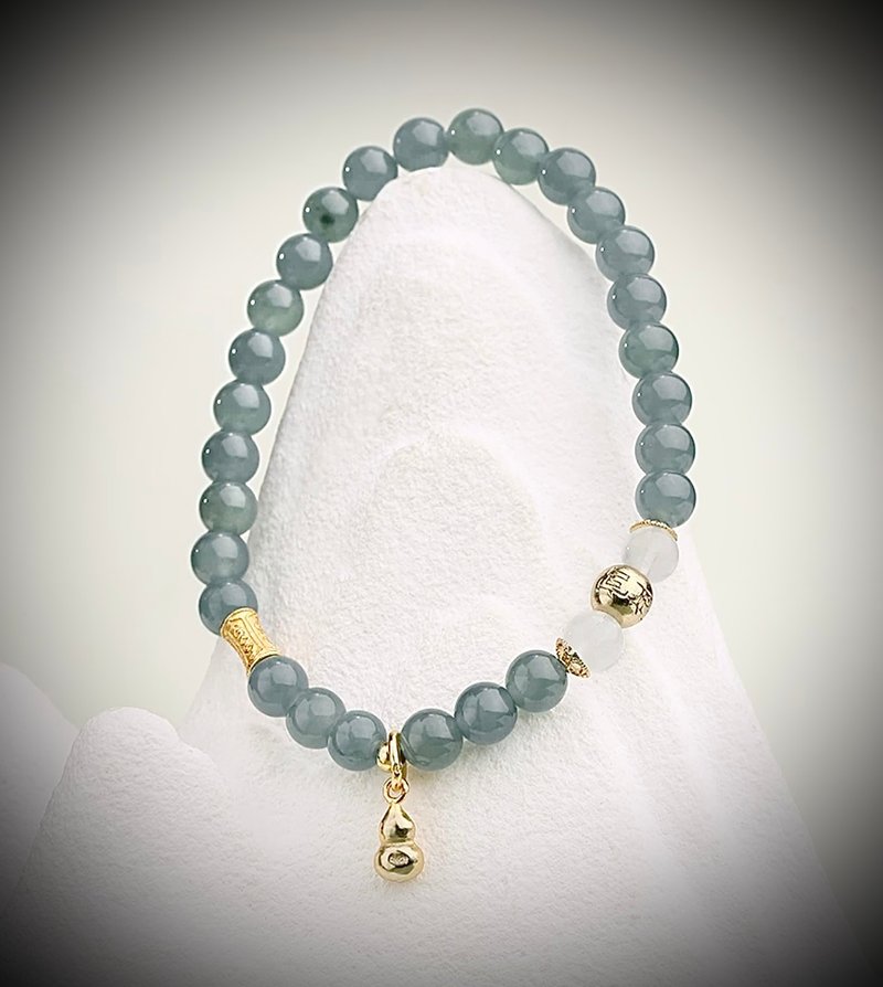 C&W Natural Blue Water Jade and Tian Jasper Elegant and Elegant Elastic Bracelet - สร้อยข้อมือ - หยก สีทอง