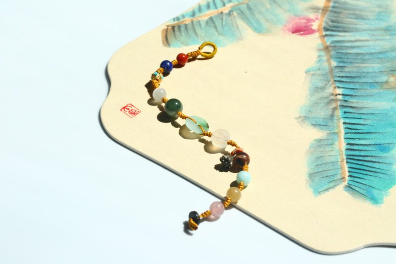 【多寶手鏈】 手環 手串 手工編繩原創設計 南瓜蓮蓬/福祿 - 手鍊/手鐲 - 玉石 多色