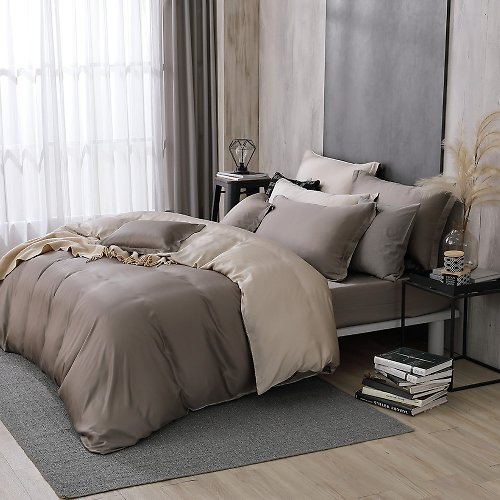 OLIVIA 原創設計寢具 TL2000香谷棕X沙漠米/300織天絲萊賽爾/床包枕套組/床包被套組/台