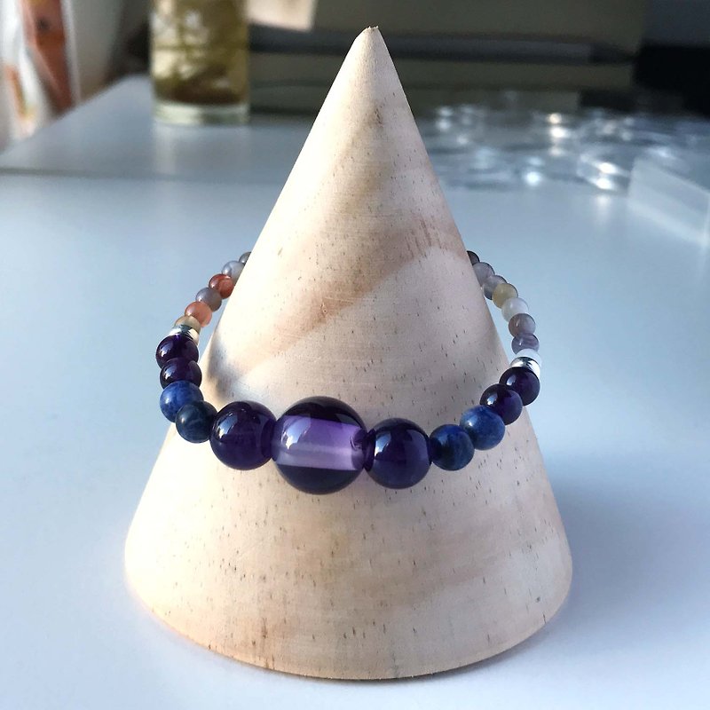 Eternal Love Bracelet Beads Precious Stones Amtrine Amethyst - for Men Ladies - สร้อยข้อมือ - เครื่องเพชรพลอย สีม่วง