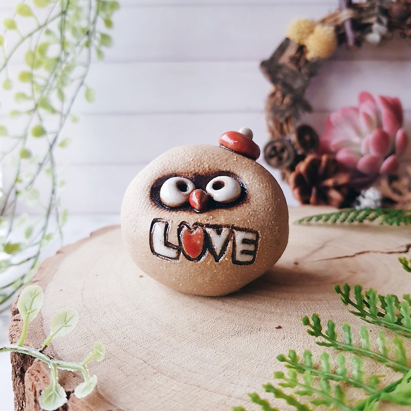 C-08 Owl Tao Ling ornaments │Yoshino Hawk x Office small pure handmade ceramic Wenzhou bell - Items for Display - Pottery Brown