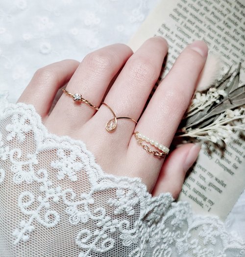 Shizuku dot chain ring set