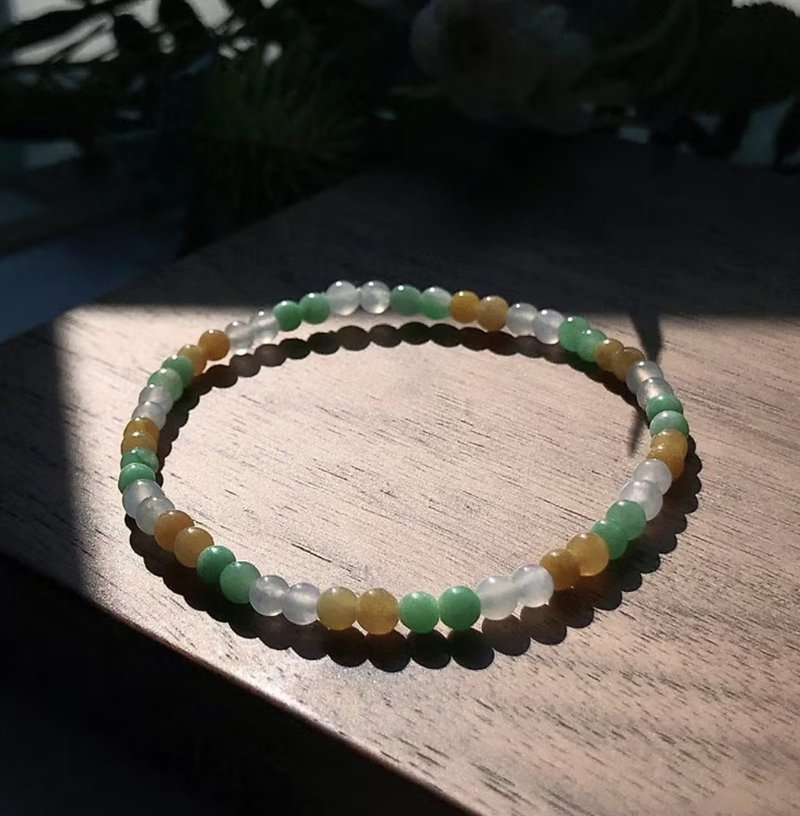 Ice type colorful jadeite hand beads | Natural Burmese jade A grade jadeite | Gift giving - Bracelets - Jade Multicolor