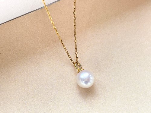 Athena珍珠設計 天然海水珍珠 akoya 櫻花粉 純銀14k注金 吊墜 贈項鏈