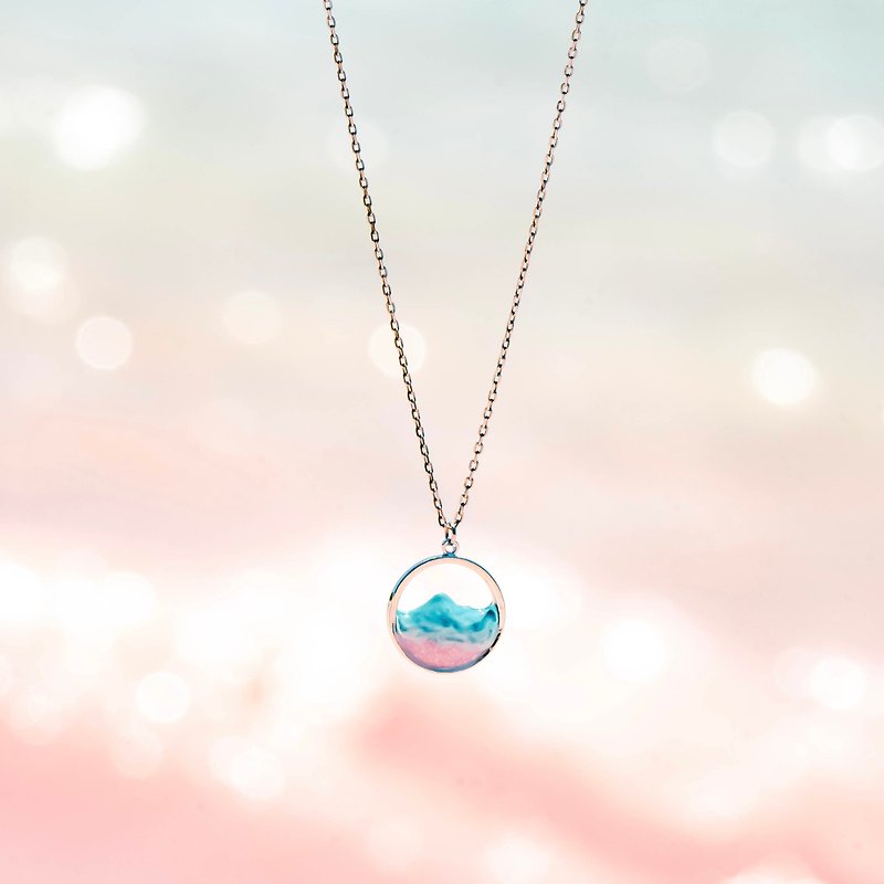 Pink Beach Series | Pink Beach Necklace 925 sterling silver can be worn in the shower - สร้อยคอ - เรซิน สีน้ำเงิน