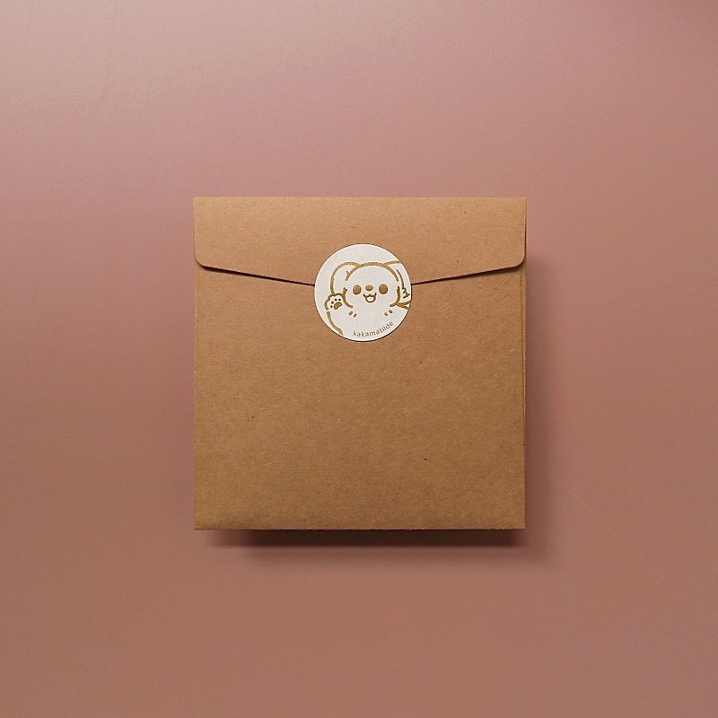 Corgi/Corgi Kaka/250g thick square kraft envelope & hot matte gold round sticker set - Envelopes & Letter Paper - Paper Brown