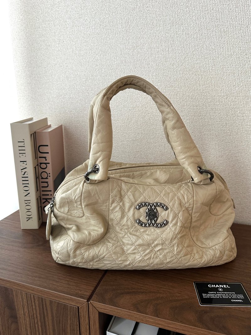 中古包 Chanel 香奈兒 Latte 菱格泡芙包 - 手提包/手提袋 - 真皮 白色