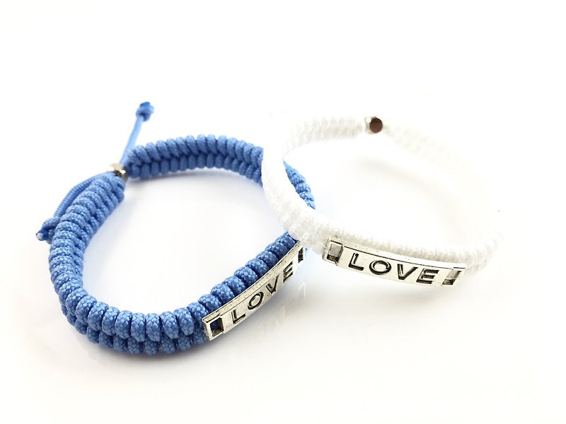 Valentine's flagship product - LOVE [Love] hand rope combination together away! (Blue & white) - Bracelets - Cotton & Hemp Multicolor
