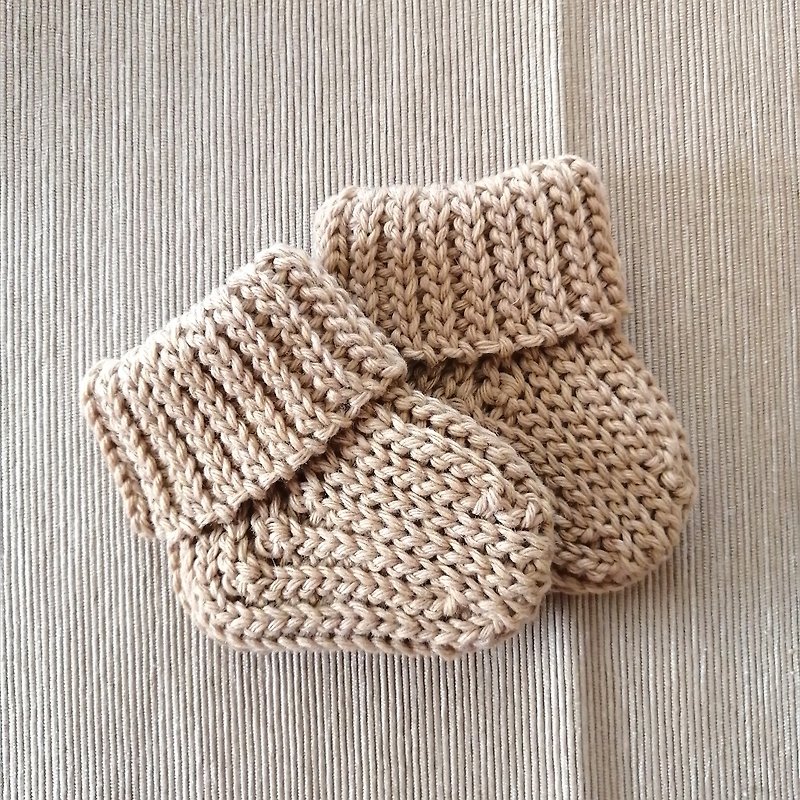環保材質 嬰兒襪子 咖啡色 - 新生儿和Preemie袜子手工袜子温暖婴儿袜子羊毛袜子婴儿
