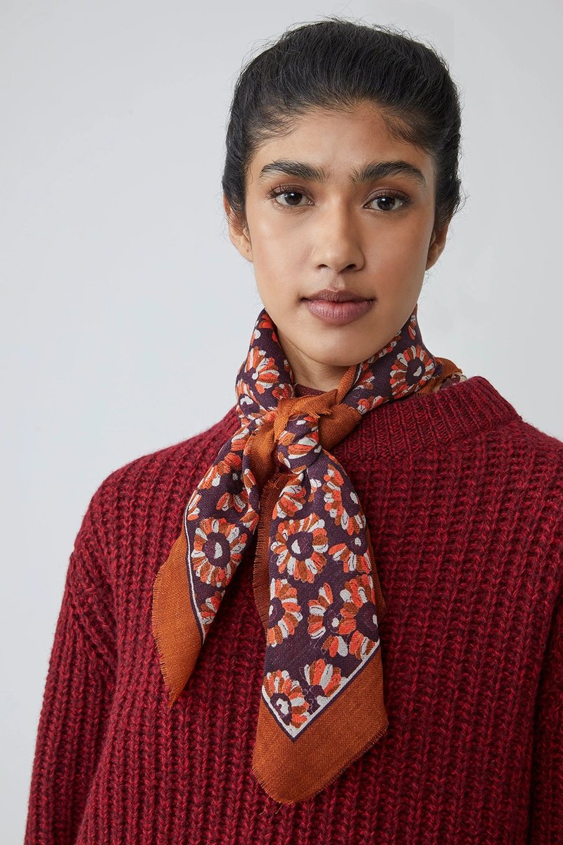 794 羊毛方巾70 - 紫羅蘭 - 圍巾/披肩 - 羊毛 