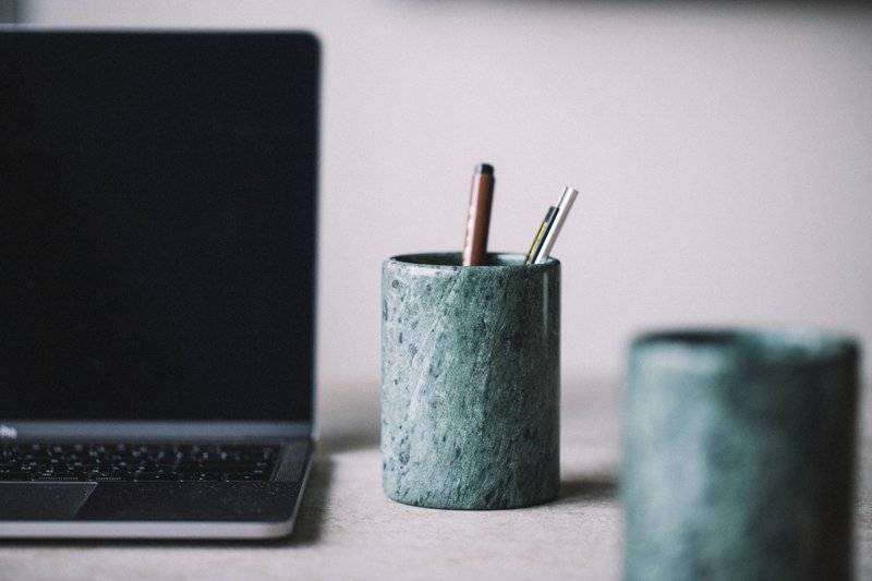 [Cherish good products] Marble pen holder/storage jar (Taiwan Stone) - Storage - Stone Green