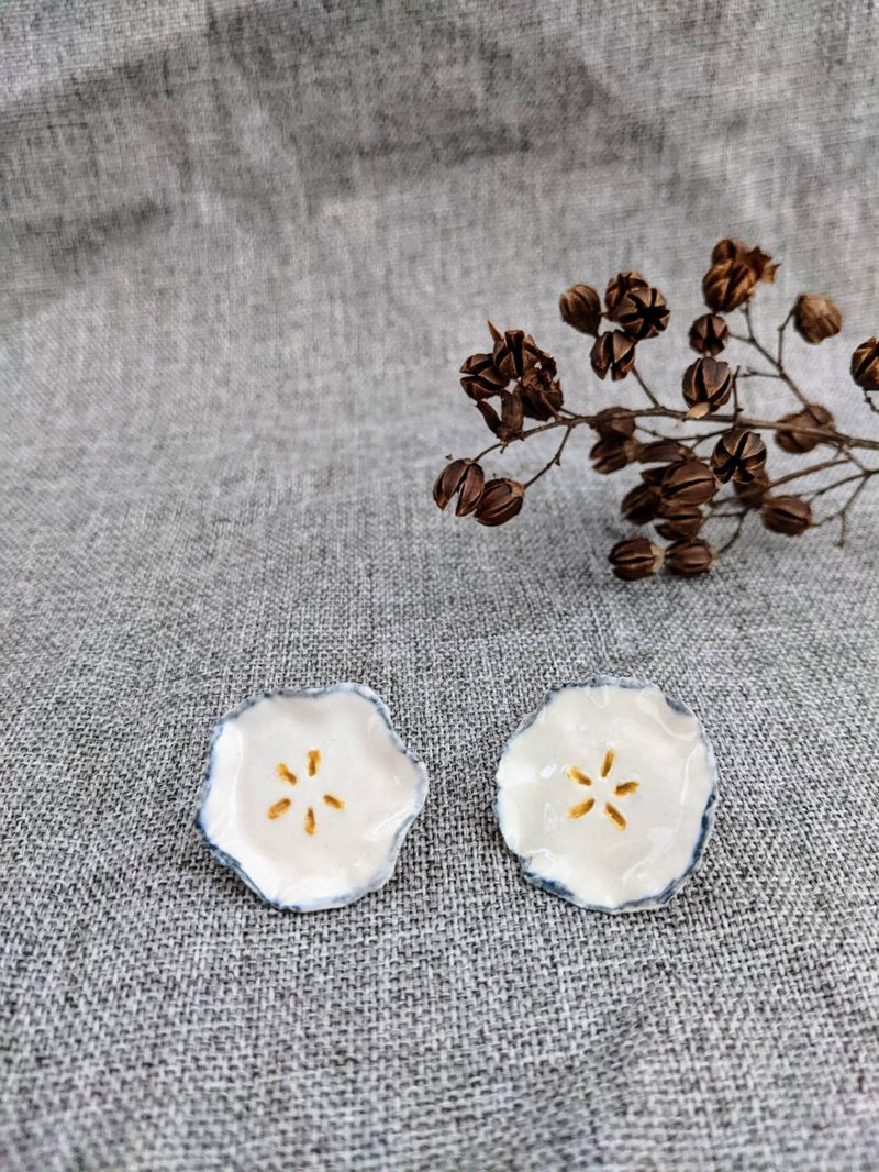 Original | Be someone else's little flower today - Earrings & Clip-ons - Pottery Blue