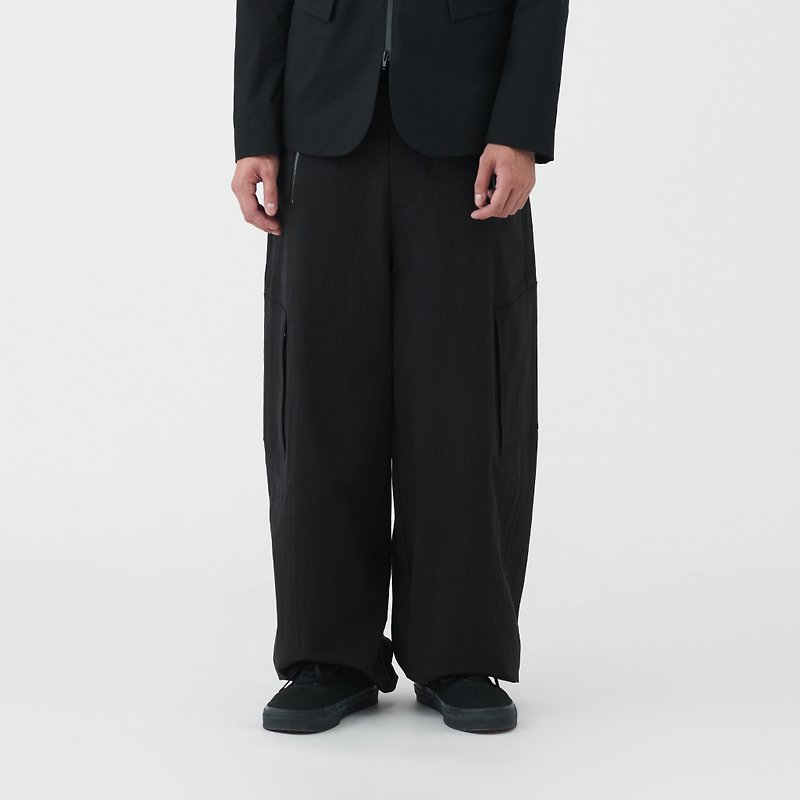 TRAN - Bundle Work Pants - กางเกงขายาว - ผ้าฝ้าย/ผ้าลินิน สีดำ