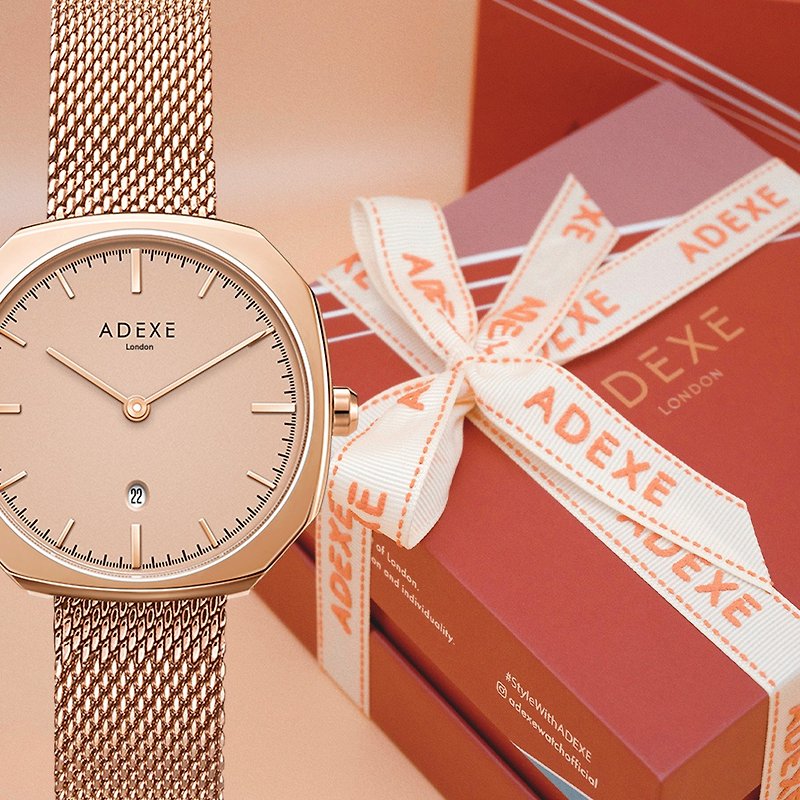| 原創手錶 Hanover八角形玫瑰金女錶 - 女裝錶 - 不鏽鋼 粉紅色