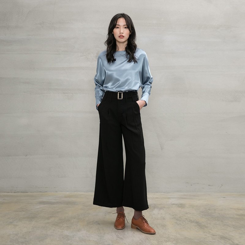 藝文感知腰帶寬褲 Intellectual Hipster Wb  Windy Pants P172 - 女長褲 - 其他人造纖維 多色